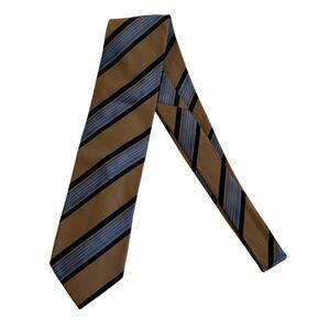 M3-20(9) UNGARO Men's Neck Tie Striped Made In Italy Tan/Blue 57"L